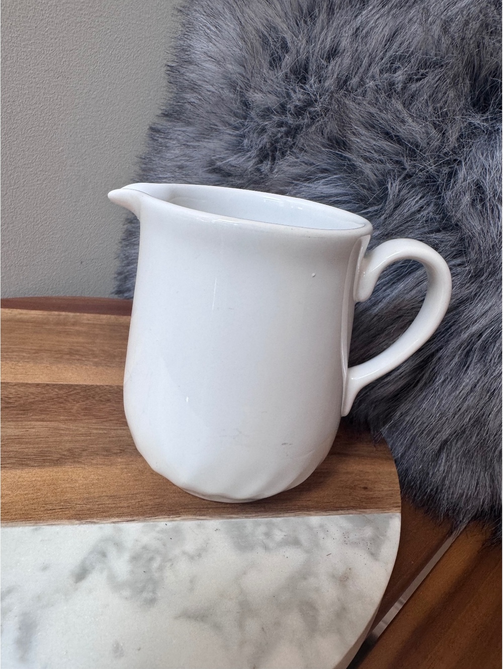 Corelle Coordinates Enhancements White Stoneware Creamer Pitcher Swirl Fluted 5"